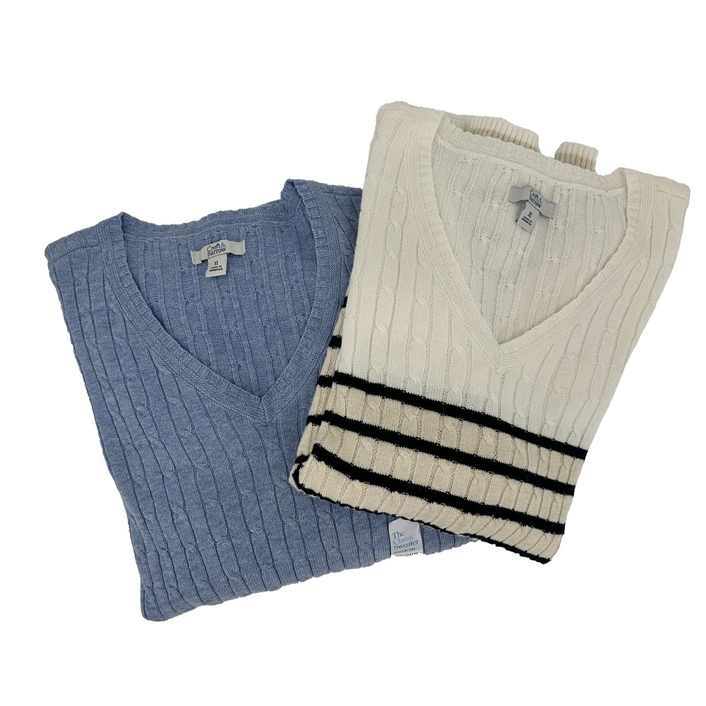 Croft & Barrow Lightweight Cable Knit Sweater Womens XL Coastal Cottage Lot of 2